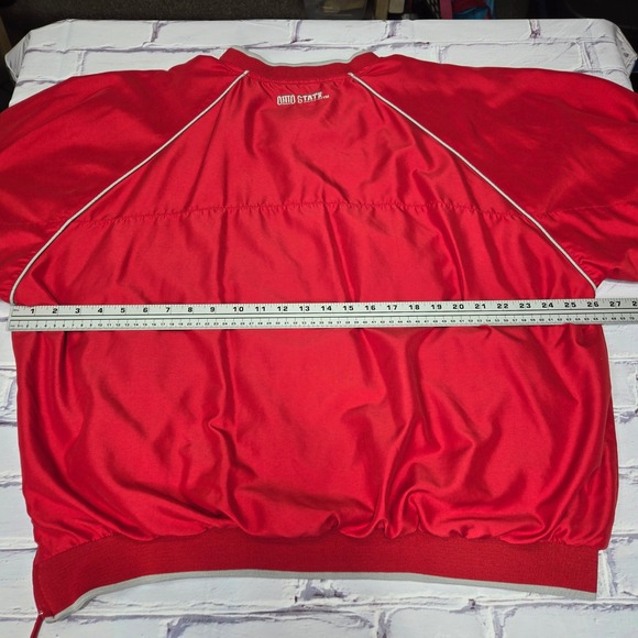 Ohio State Buckeyes Red Pullover Windbreaker Jacket Mens XL V-Neck Insulated - Picture 9 of 12